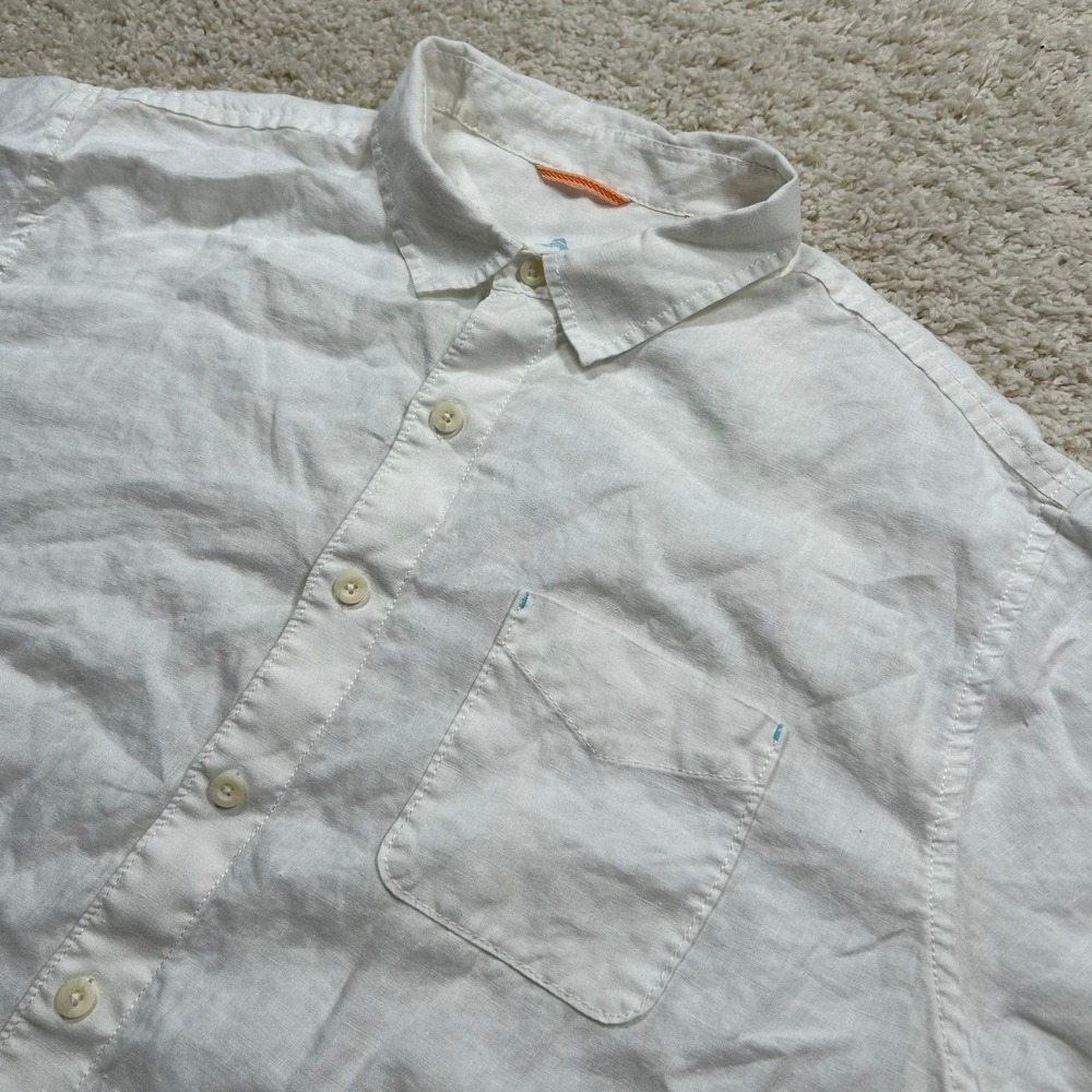 Tommy Bahama Shirt 2XB Big White Relaxed Fit Linen Short Sleeve Button Up